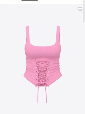 PINK Victoria's Secret Pink Ribbed Lace-Up Tank Top